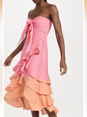 REVOLVE Sundress Pink and Orange Ruffle Strapless Party Dress